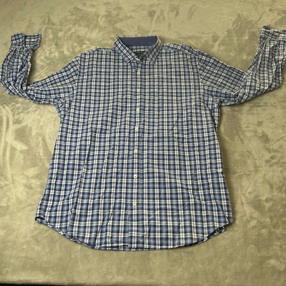 Bugatchi Shirt Plaid Classic Fit Long Sleeve Button Up Mens SIze XL